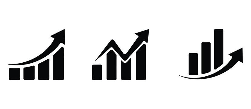 Growing bar chart icon vector, profit growth sign symbol, financial analytics and business success concept illustration