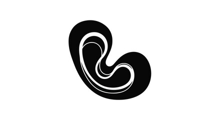 Obraz premium Abstract shape features a fluid and organic design rendered in a bold black and white silhouette.