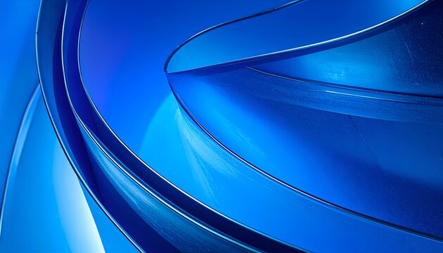 Abstract, swirling metallic blue patterns with strong lines and shadows