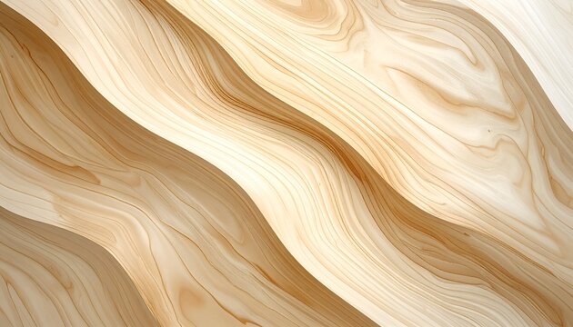 Curved wooden panels in varying shades of tan, forming a wavy pattern