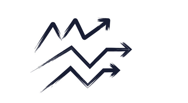 Three hand-drawn charcoal style arrows pointing diagonally upward to symbolize business growth and financial success.