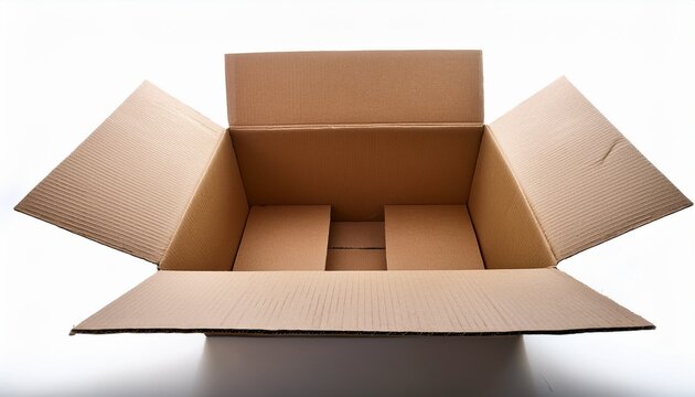plain cardboard box open top isolated photo white background white background