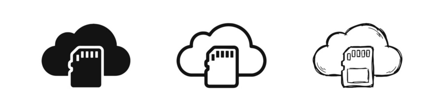 Cloud computing storage and memory card icon set