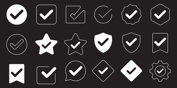 Check tick mark icon set. Cross box x check mark checkbox list vector. checkmark and X mark icon. check and uncheck icon vector. validation icon vector. for apps and websites.