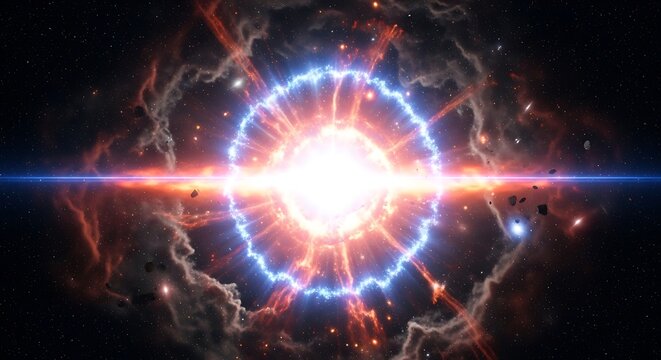 Brilliant Cosmic Explosion Radiating Energy Ring in Deep Space