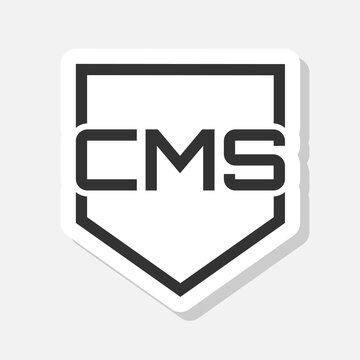 CMS Shield logo sticker isolated on gray background