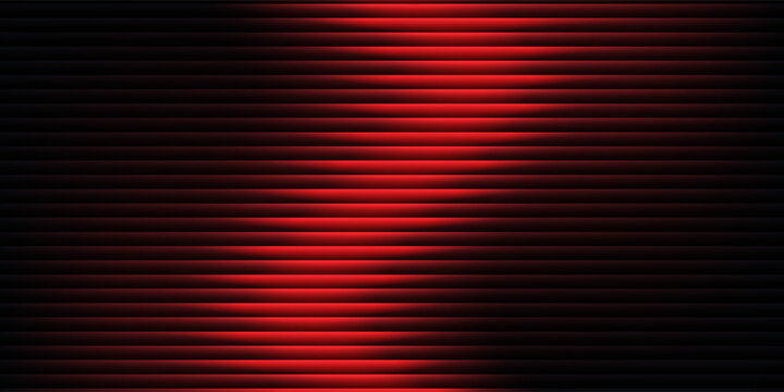 Abstract black background with glowing vertical red ribbed lines, creating a fractal glass effect, digital noise, or glitch. Editable vector illustration.
