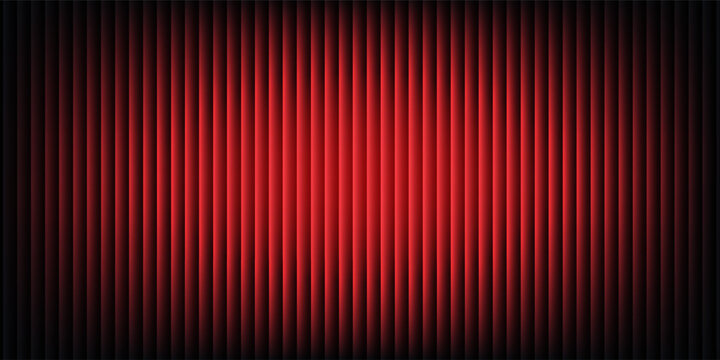 Abstract black background with glowing vertical red ribbed lines, creating a fractal glass effect, digital noise, or glitch. Editable vector illustration.