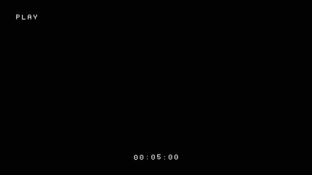 Minimal VHS Play Screen Overlay Animation with Retro Digital Timecode Display