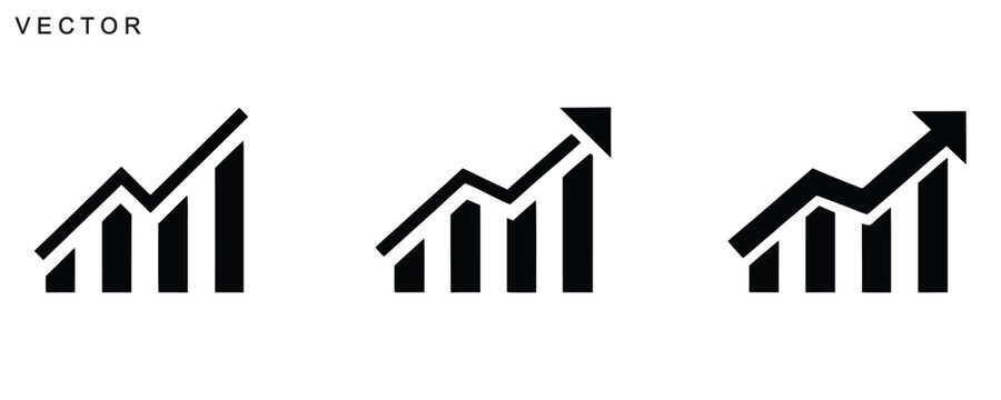 Growing and declining graph vector icon, simple bar charts and directional arrows, Vector illustration