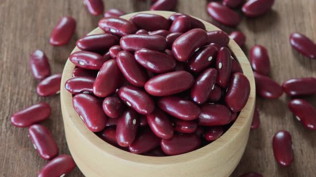 Red beans or red kidney bean in wooden bowl