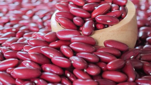 Red beans or red kidney bean in wooden bowl