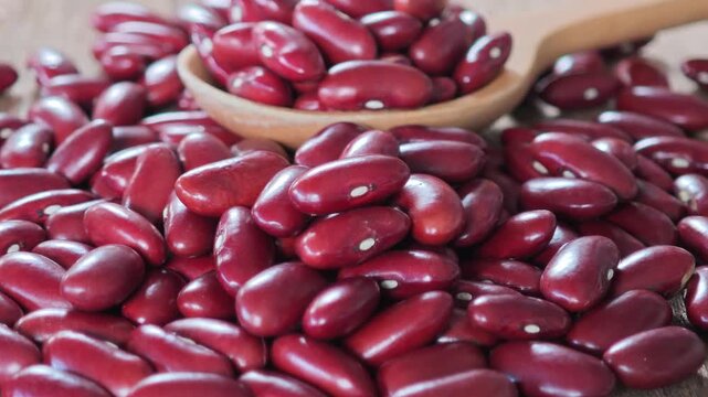 Red beans or red kidney bean in wooden bowl