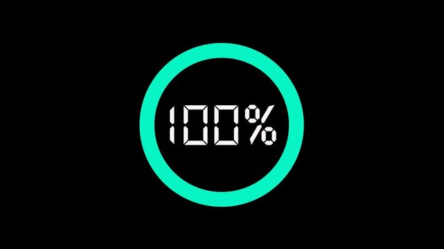 Cyan Circular Progress Bar at 99 Percent on Black photo