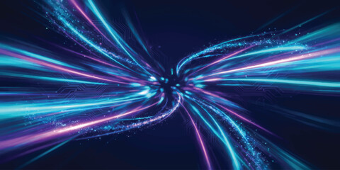 Abstract blue futuristic glowing wave background with colorful light and space energy motion design wallpaper © jubayer