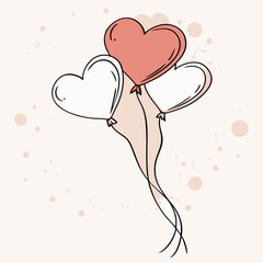 Three heart balloons pink and white. © Sobur