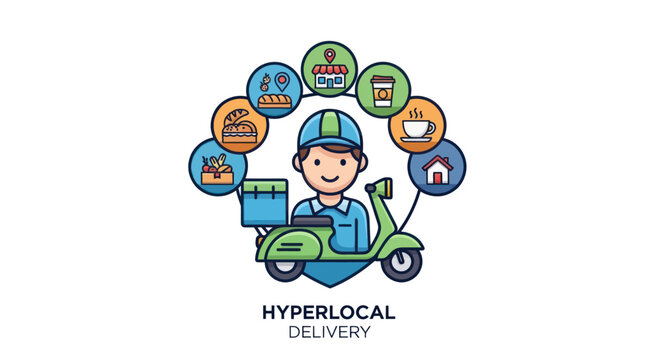 Hyperlocal Delivery Courier Vector Illustration