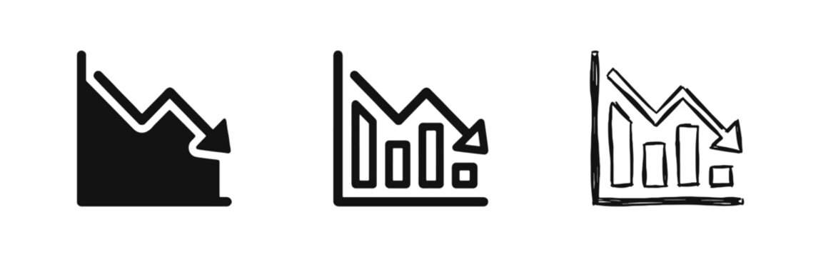 Business Decline Financial Loss Graph Icon Set