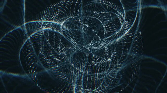 Abstract Ethereal Digital Warp Swirl Slow Motion
Background swirl animation of an abstract web shape made up of distorted lines and whirling lights particles slowly morphing