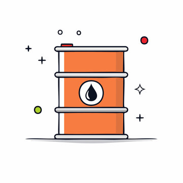 Orange Oil Barrel Icon with Drop Symbol