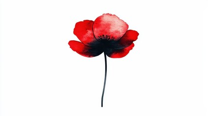 Fototapeta premium Artistic Watercolor Red Flower Illustration on White Background