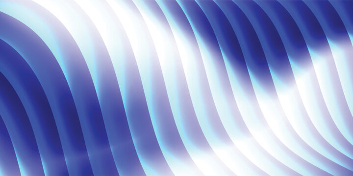 Modern minimalist blue 3D wavy slats parallel stripes background illustration