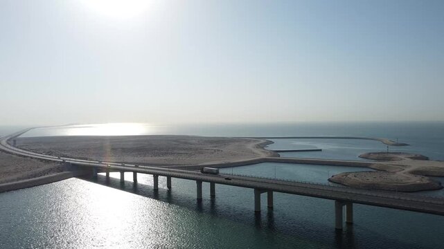 Panoramic Drone View of King Fahd Causeway