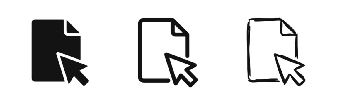 Click Document File Pointer Cursor Icon Set in Three Styles