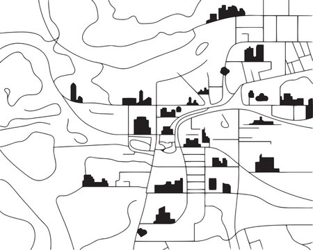 black and white line art map. Black icon silhouette vector