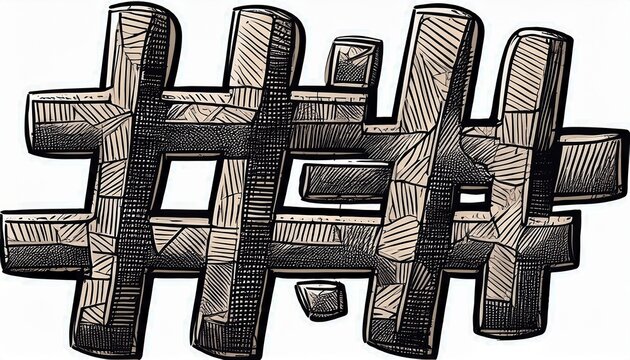 hashtag geometric shape brush doodle