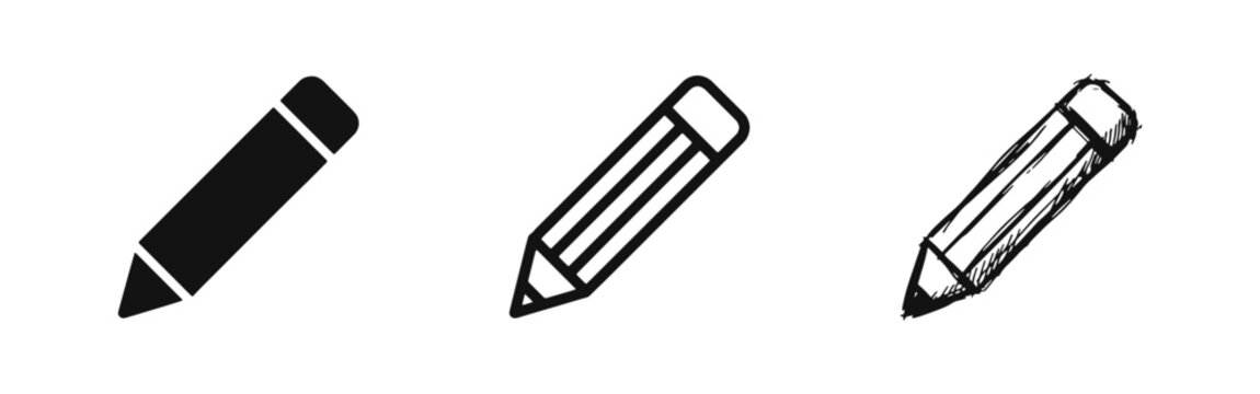 Drawing Pencil for Writing Sketching and Creative Design Icon Set