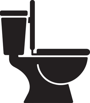 Toilet vector illustration. lavatory seat, WC seat clipart. Black icon silhouette vector