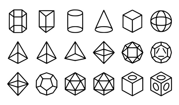 Geometric shapes collection line art icons for design and education