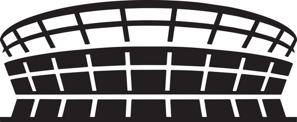 Stadium structure silhouette, abstract architectural design in black and white and architecture and sport in outline style © Pappu0099