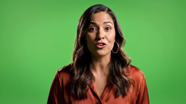 Woman Expressing Emotions on Green Screen