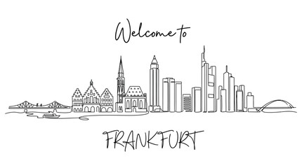 Fototapeta premium Frankfurt Skyline: Minimalist Line Art of Cityscape in Germany