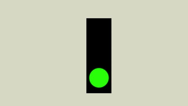 Road traffic lights cartoon animation. Simple geometric sign with three color circles on black bar. Red green and yellow synchronized one after another. Flat design simplified 4k video movie.