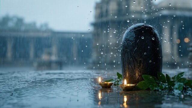 Monsoon Shivling in Sacred Rain &ndash; Shravan Mahadev Atmosphere