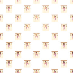 Fototapeta premium Woman lying asleep in bed creating a seamless pattern for background or textile fabric