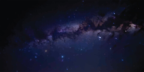 Milky way galaxy with purple nebula and star clusters night sky outer space © Romana