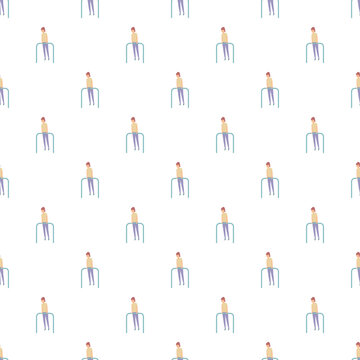 Athletes training on parallel bars in repeating vector seamless background