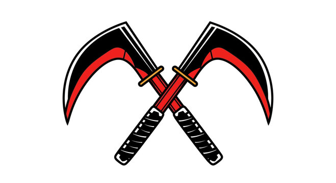 Two Crossed Kama Weapons Illustration.