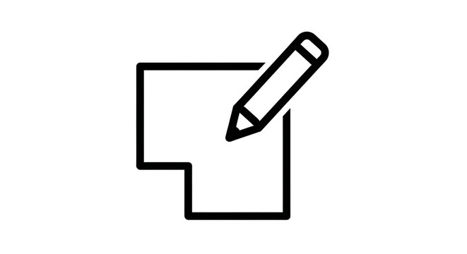 Simple hand drawn doodle edit icon - document with pencil symbol representing writing editing customization or note-taking functionality document customize customization creative creation