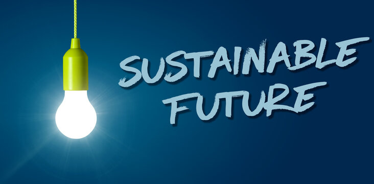 A light bulb with the text Sustainable Future