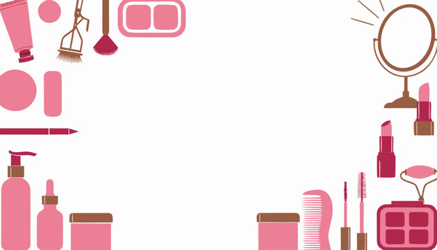Professional makeup and cosmetic tools frame for beauty branding