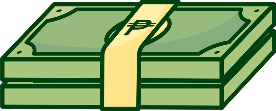 Bundled Philippine Peso money stack vector