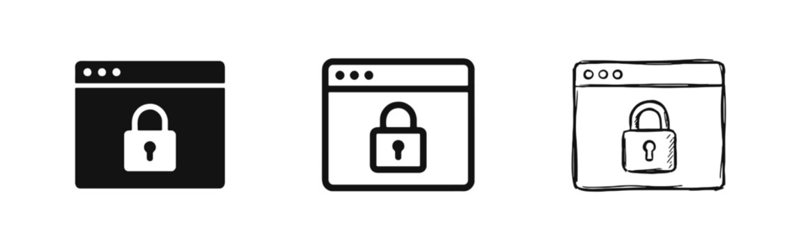 Secure web browsing and internet safety icons showing a browser window with a lock symbol.