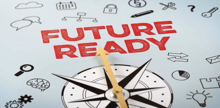 A compass with text and icons - Future Ready