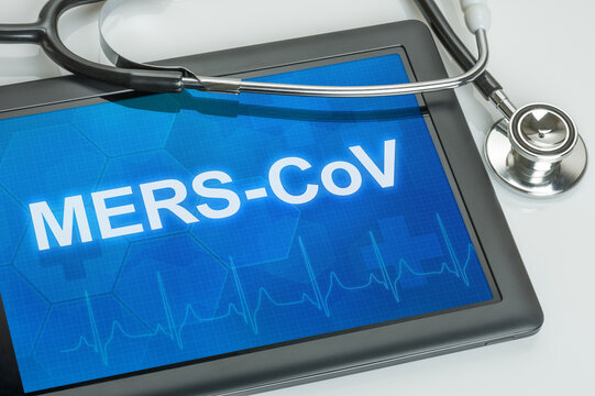 Tablet with text on the display - MERS-CoV