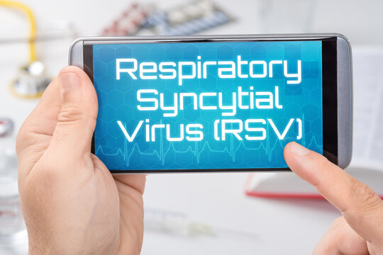 A smartphone with the text Respiratory Syncytial Virus